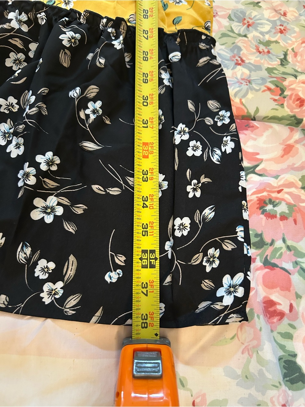 Women’s Colorblock Floral Tiered Dress Sleeveless Crew Neck Boho Mini Size M - Picture 7 of 8